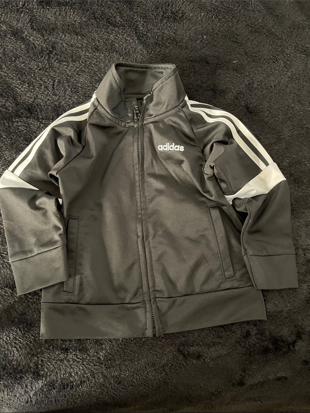 adidas Black Jacket with White Stripe Accents